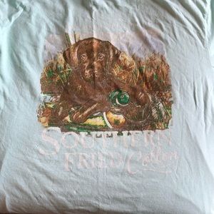 Southern fried cotton T-shirt with chocolate lab
